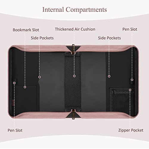 FINPAC Large Classic Bible Cover Vegan Leather Carrying Book Case Church Bag Bible Protective with Handle, Gift for Women, Mother, Friends, Rose Garden - color: Pinkish Purple Rose