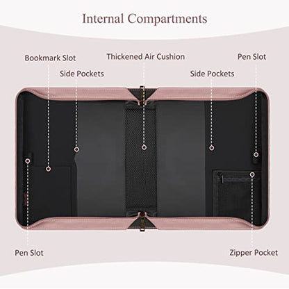 FINPAC Large Classic Bible Cover Vegan Leather Carrying Book Case Church Bag Bible Protective with Handle, Gift for Women, Mother, Friends, Rose Garden - color: Pinkish Purple Rose