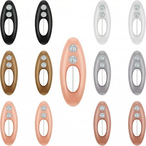 12Pcs Rhinestone Hijab Pins for Women - Sparkling Colorful Plastic Scarf Clips, Non-Slip Rustproof Safety Pins for Shawls & Hijabs