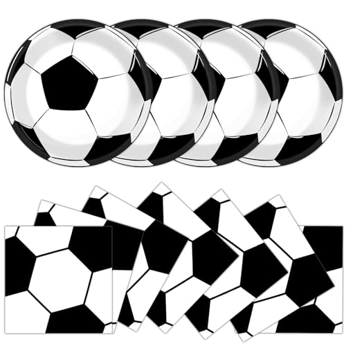 48Pcs Soccer Paper Plates and Napkins Sports Theme Party Decorations Sport Birthday Party Supplies Sports Theme Disposable Dinnerware Tableware for Soccer Fans Boys Girls Baby Shower Serves 24 - style: Soccer