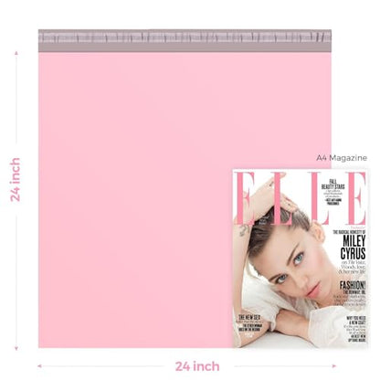 Metronic Poly Mailers 24x24 50 Pack, Extra Large Self Seal Shipping Bags | Strong Adhesive Waterproof Tear-resistant Mailing Envelopes, Packing Bags for Blankets, Clothing, Small Business, Light Pink. - size: 24X24 50PC