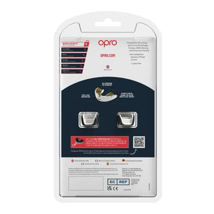 OPRO Instant Custom-Fit Mouthguard – Dentist Level Gum Shield Adult and Kids – OPRO Mouth Guard Boxing and MMA, Self-Fit Gum Shield Rugby – Maximum Protection with Dental Warranty (Black/White) - color: Black/White, size: Adult (10+)