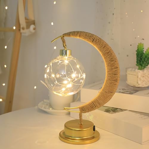 Moon Lamp, Ramadan Decorations for Home, Eid Mubarak Decorations, Ramadan Lights Decorations, Enchanted Lunar Lamp, Ramadan H, Golden - color: Golden