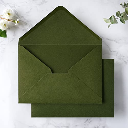 PONATIA 50 Pack A7 Envelopes, 5x7 Olive Green Envelopes - color: Olive Green