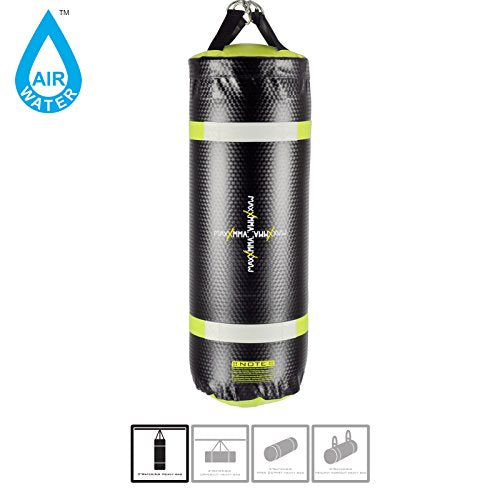 MaxxMMA 3 ft 4-in-1 Water/Air Heavy Bag | Training & Fitness, Uppercut Workout, MMA Grappling, Punching Bag - color: Black/Neon Yellow