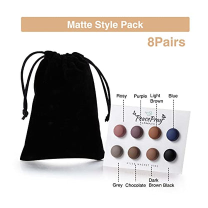 8 Pairs Premium Strong Hijab Magnets, Professional No-Snag Multi-Use Magnetic Pins, Matte Style Pack - color: Matte Mix packs