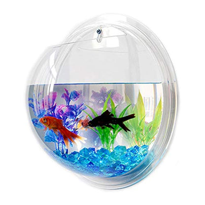 iplusmile Wall Mounted Fish Bowl 5.90 Inch Acrylic Hanging Aquarium Tank Transparent Fish Tank Home Decor Space Saving Design - size: 6 Inch