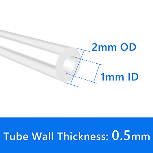 Quickun Pure Silicone Tubing, 1mm ID x 2mm OD High Temp Food Grade Tube Pure Silicone Hose Tube for Home Brewing, Beer Line, Kegerator, Wine Making, Aquaponics, Air Hose by Proper Pour (9.84 Ft) - size: 1mmx2mm, style: 9.84Ft (3meters)