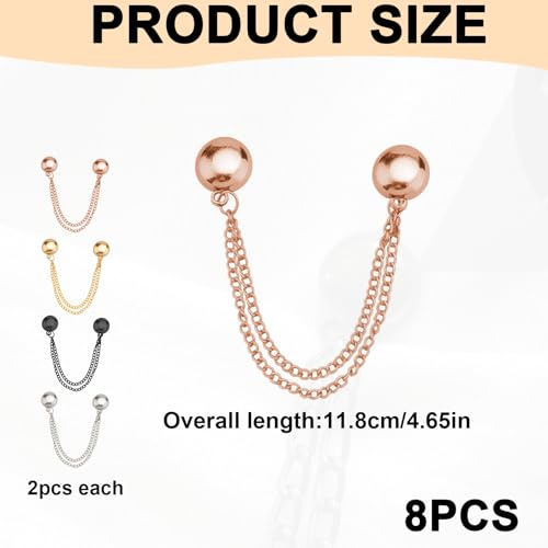 Magnetic Clothing Clips – 8-Pack Secure Fit Clips with Chain for Pants, Shirts, Scarves, Ideal for Women, 4 Colors