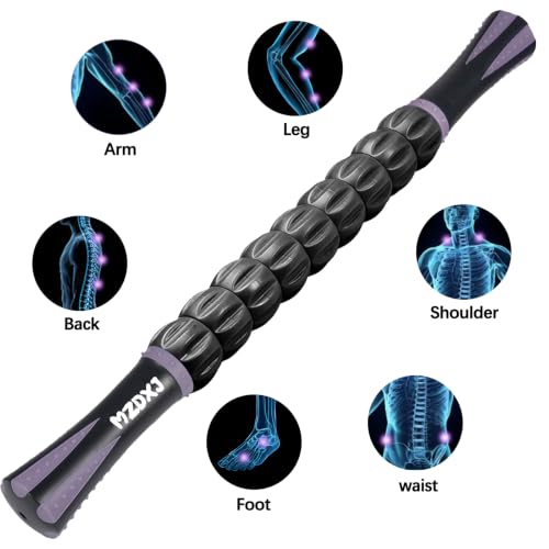 Muscle Roller Massage Roller Stick- (Dark Purple) | Lymphatic Drainage & Body Sculpting, Handheld Physical Therapy & Recovery Tool - color: Dark Purple