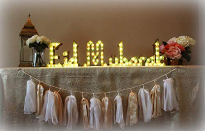 Marquee Signs Package – Eid Mubarak, Ramadan, and Mubarak Designs | Battery & USB Operated with Timer | Ramadan Eid Decorations for Home | Ramadan Mubarak Decor