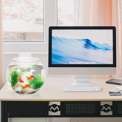 POPETPOP Plastic Aquarium Betta Fish Tank 1 Gallon Clear Goldfish Bowl Unbreakable Round Fish Vases Bowl for Home décor Wedding Event Party Goldfish Lovers