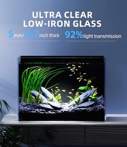 5 Gallon Glass Fish Tank Rimless with Black Background Rectangular Tank | Ultra Clear Low-iron Glass, 5 mm Thick, 92% Light Transmission, for Betta Shrimp Guppy Snail, Included Leveling Mat - size: 5 gallon tank only