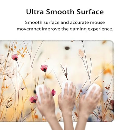 35.4 x 15.7 in, XXL Large Mouse Pad for Desk, Extended Keyboard Mouse Mat for Computer Office, Big Mouse pad with Stitched Edges, Gaming Pc-Boho Leaves - color: Boho Leaves