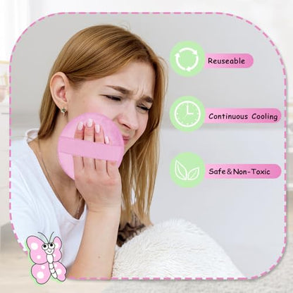 Ice Packs for Injuries Reusable 2 Packs Cold or Warm Compress Cold Packs for Injuries with Strap for Neck Head Fever Wisdom Teeth Recovery First Aid 4.9 Inch - style: Frog+Butterfly