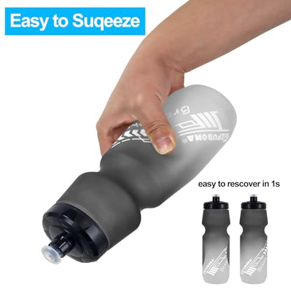 24oz Bike Water Bottle Leakproof Squeeze BPA Free Bicycle Bottles Design for Cycling Riding, Running, Gym & Outdoor Sports 2 Pack - color: Black+Green(2 PC)