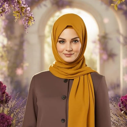 Cotton Modal Jersey Hijab with Matching Undercap, Women's Casual Style, 180cm × 70cm - color: Gold