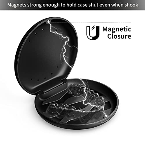 Annhua Denture Case Orthodontic Retainer Case with Vent Holes, Dental Mouthguard Container Retainer Box Slim with Magnetic Closure for Household|Travel|Office - Black - color: Black