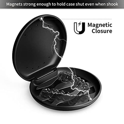 Annhua Denture Case Orthodontic Retainer Case with Vent Holes, Dental Mouthguard Container Retainer Box Slim with Magnetic Closure for Household|Travel|Office - Black - color: Black