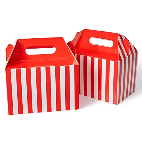 Happyhiram 50 Pack Christmas Red Striped Large Gable Boxes, 9x6x6 Inch - color: Red Stripes, size: 1 Count (Pack of 50)