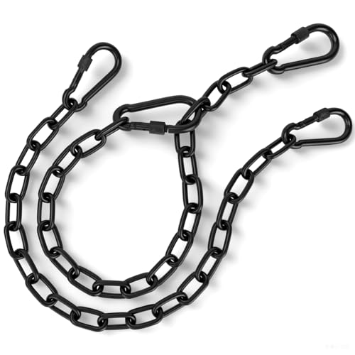 2 Pack 25in Hanging Swing Chain with 4 Carabiners, 440LB Capacity Hanging Kits Heavy Duty Hanging Chair Hardware for Hammock Swing Hanging Chair Punching Bags Sandbag Indoor Outdoor Yoga Gym (Black) - color: Black, size: 2 Pack 25 inch