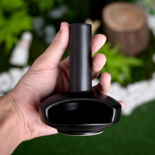 Mini Chimney Incense Burner, Ceramic Palo Santo Holder for Incense Cones - color: Round Bottomed Palo - Black