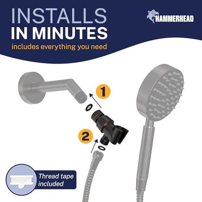 HammerHead Showers Solid Metal Handheld Showerhead Holder, Adjustable Wand Holder with Universal Wall Hook Bracket and Brass Pivot Ball, Oil Rubbed Bronze - color: Oil Rubbed Bronze