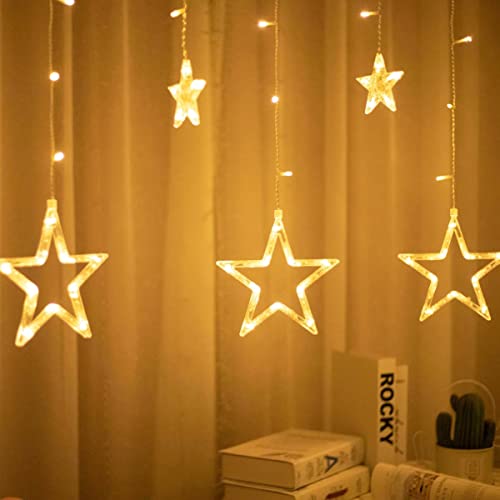 Curtain String Light LED Icicle Light Transparent Strand 8 Modes Waterproof Indoor Outdoor Home Decorative Lights Crescents and Stars (Stars)