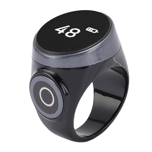 GOWENIC Tasbih Counter Prayer, Touch Control Tasbih Smart Ring Count, Digital LCD Zikr Ring for Men Women, Rechargeable Electronic Finger Counter - color: Black