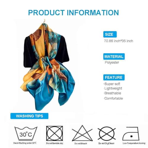 Xyueanlo Scarfs for Women Lightweight Scarves Fashion Print Floral Pattern Head Scarf Wraps Shawls - color: Flower Blue Khaki