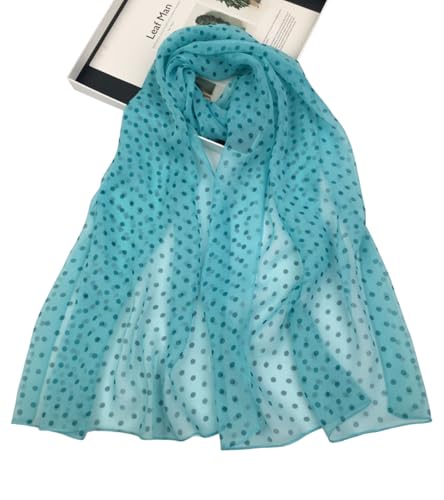 Long Chiffon Sheer Scarf For womens - color: Sky Blue (Wave Point)