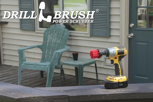 Outdoor Cleaning Brushes - Stiff Bristle Deck Scrubbing Brush - Siding | Concrete Scrub Brush - Bird Baths Cleaning Tool - Garden Statues Cleaning Equipment - Granite Headstone Restoration Brush - color: Red