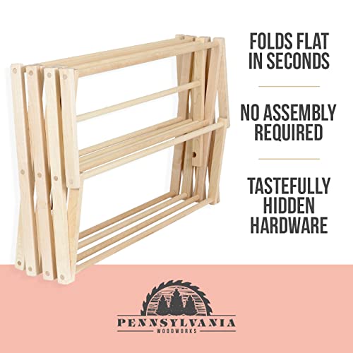 Pennsylvania Woodworks Clothes Drying Rack: Solid Maple Hardwood Laundry Rack for Bedding, Blankets, Towels & More, Heavy Duty, Folding Drying Rack Made in USA, No Assembly Needed, Extra Large - color: X-large