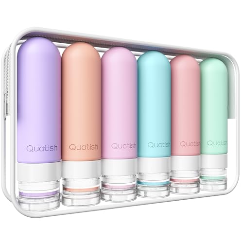Quatish Travel Bottle for Toiletries 6 Pack, Original Patented Leakproof 3oz Tsa Approved Travel Size Container, BPA Free Silicone Shampoo and Conditioner Bottle, Cruise Camping Essentials, Periwinkle - color: Periwinkle
