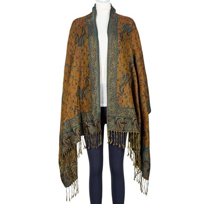 TUSHUSTY Pashmina Feel Shawls Wraps Rave Scarf for Women Soft Silky Reversible Men Scarves Hijab - color: Dark Green