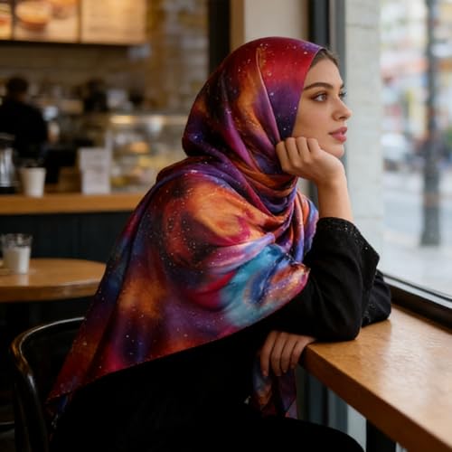 Hijab Scarf for Women Fashion Printed Modal Hijab Head Wrap Scarves Lightweight Long Scarf Shawls - color: Watercolor O
