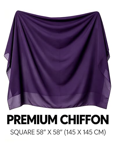 Lina & Lily Premium Chiffon Hijab Head Scarf Shawl Wrap for Muslim Women Square 58'' x 58'' - color: Dark Purple