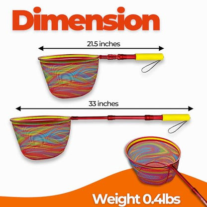 Kids Fishing Net - Extendable Telescopic Landing Net for Boy Girl Children Catching Small Fish Crab Shrimp Minnow Dragonfly Beach Pier Lake River Ocean - color: Style 1 (Red)