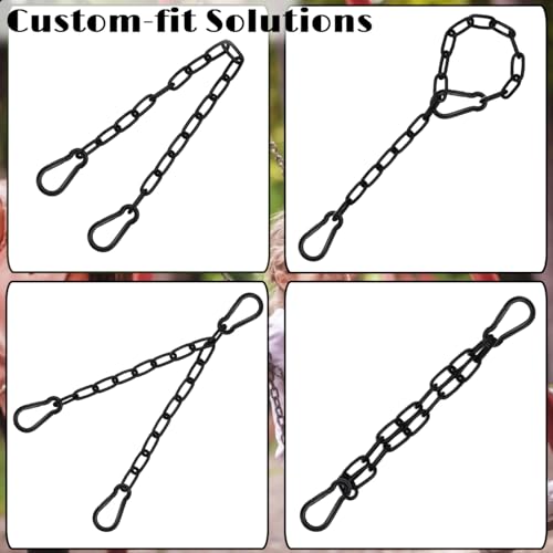 2Pcs 29" Swing Chain Kit – Heavy Duty Stainless Steel Chains with Carabiners for Hammock Chairs, Adjustable Porch Swings, Punching Bags – Black Coated Hanging Chain Extender Set – 660LB Load