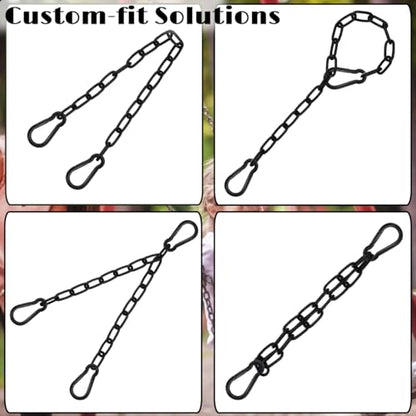 2Pcs 29" Swing Chain Kit – Heavy Duty Stainless Steel Chains with Carabiners for Hammock Chairs, Adjustable Porch Swings, Punching Bags – Black Coated Hanging Chain Extender Set – 660LB Load
