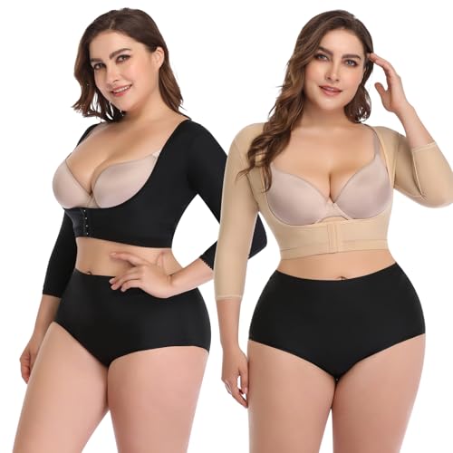 woahee Women's Arm Shaper Plus Size Arm Faja Compression Sleeve Garment Post Surgical Arm Shapewear - color: Multicolor, size: Large