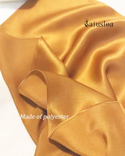 Saiusloa Solid Color Neck Scarf For Women Square Satin Head Scarves headband Bandanas 23.6× 23.6 inches - color: 9-orange