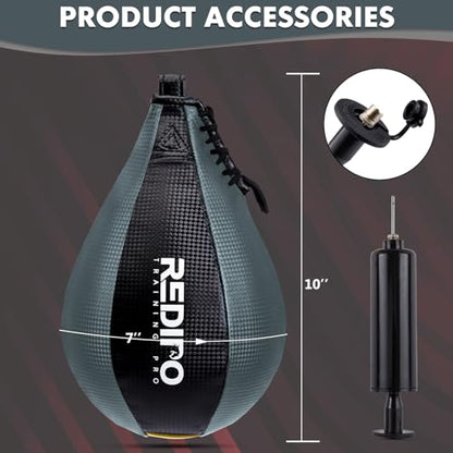 Boxing Speed Bag - PU Leather Speed Punching Ball for Boxing, MMA Training Speed Ball Reflex Ball Boxing Equipment, Punching Bag Workout Kicking Training Home Gym Exercise Speed Ball - color: Grey