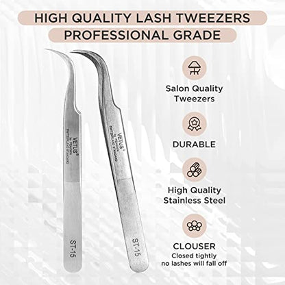 BEYELIAN Eyelash Extension Tweezers, Professional sticker tweezers | Eyelash Extension Tweezers, Professional sticker tweezers for crafting Curved Tip Stainless Steel ST-15 - style: ST15