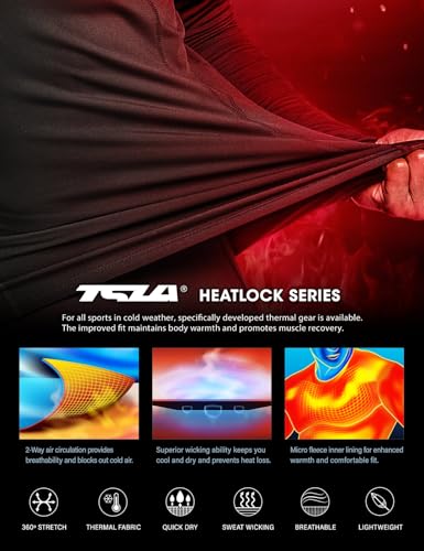 TSLA Men's Thermal Long Sleeve Compression Shirts, Mock/Turtleneck Winter Sports Running Base Layer Top - color: 2pack Black, Red/Charcoal, size: XX-Large