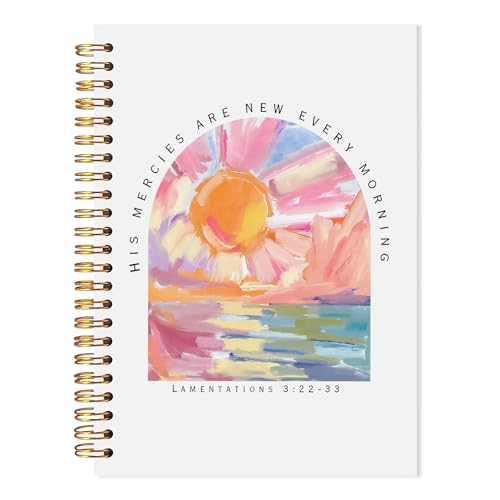 Boho Sunrise Christian Spiral Notebook, Christian Gifts for Women Faith, His Mercies are New Every Morning Prayer Bible Journal Journaling for Women, 5.5x8.3 - color: Floral Christian 15