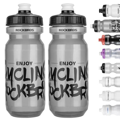 ROCKBROS Bike Water Bottle 20oz-25oz Squeeze Cycling Water Bottle BPA Free Leak Proof Sports Water Bottle with Dust Cover for Bicycle Running Gym Outdoor - color: 20oz Transparent Black, style: 2 Pack