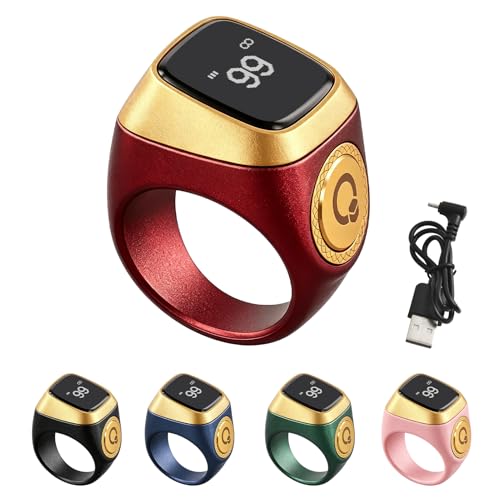IQibla Smart Zikr Ring, Smart Ring Counter Waterproof Digital Counter & Vibration Reminder, Unisex Azan Alarm Clock Finger Counter for Muslims(18mm Curry Color) - size: 18mm Curry Color
