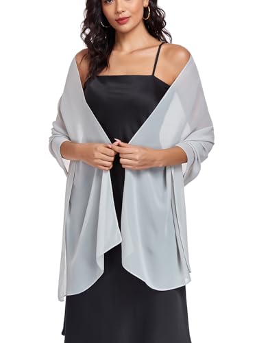 Shawls and Wraps Soft Chiffon Scarve Scarf For Evening Party Dresses Wedding Stole - color: Silver