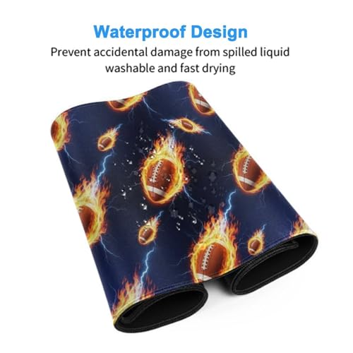 Wear Resistant Gaming Mouse Pad Ice Fire Football, Large Extended Desktop Mat for Office Game Leisure - color: Pattern (163), size: 29.5L x 15.8W inches
